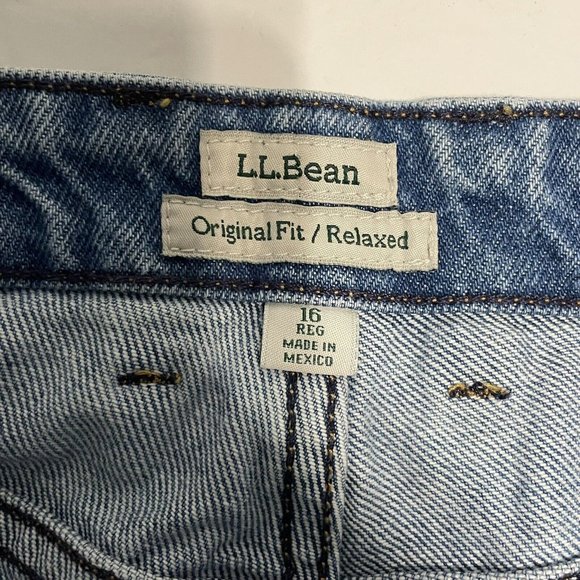 Vintage 90s LL Bean Jeans 16 X 29” Blue High Waist Mom Relaxed Elastic Waist - Picture 6 of 7